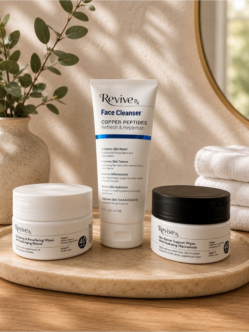 Revive Copper Peptides Cleanser & Wipes Trio